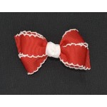 Red / White Pico Grosgrain Bow - 3 inch